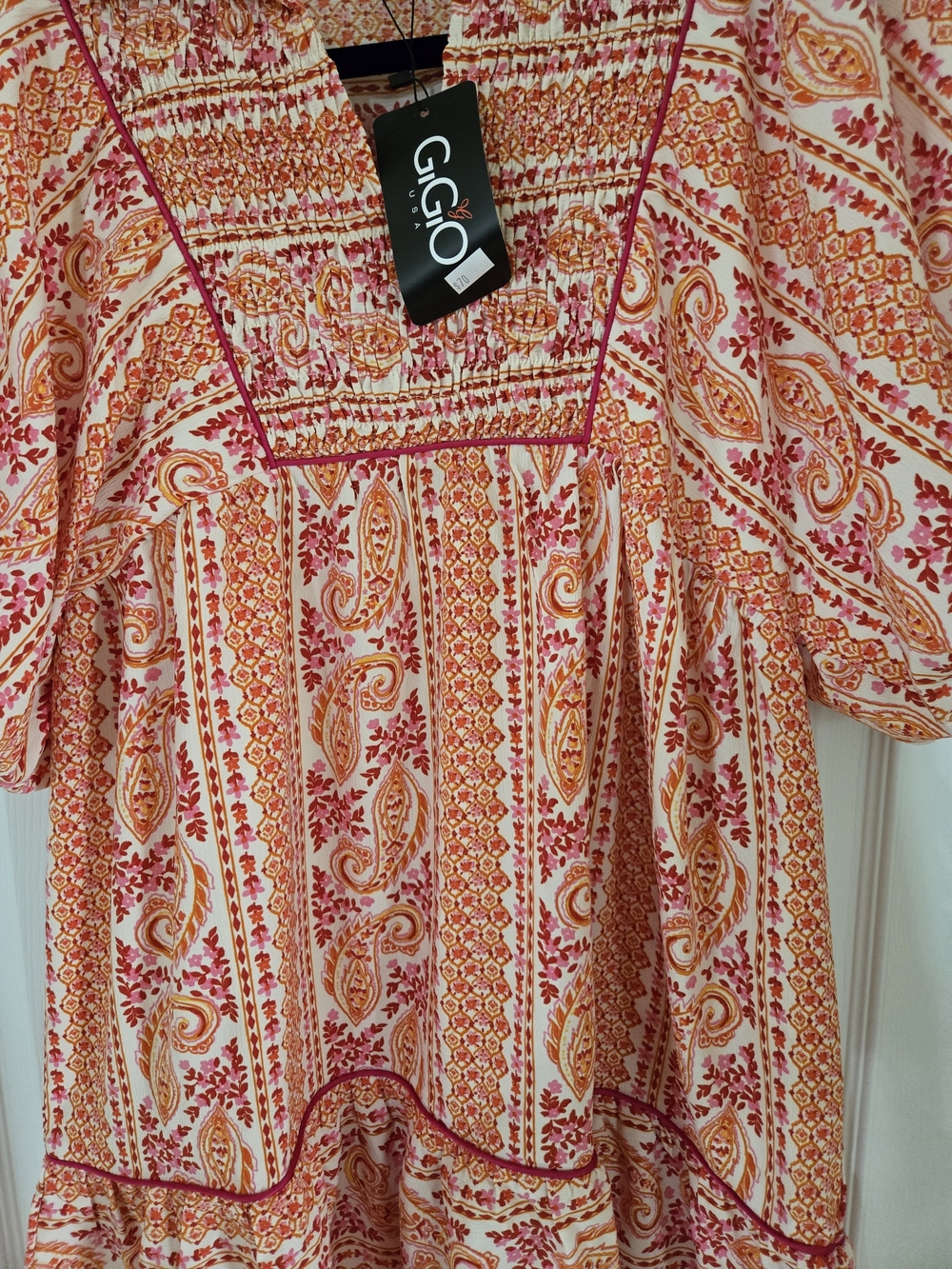 Pink Floral Short Puff-Sleeve Mini Dress - Picture 5 of 9